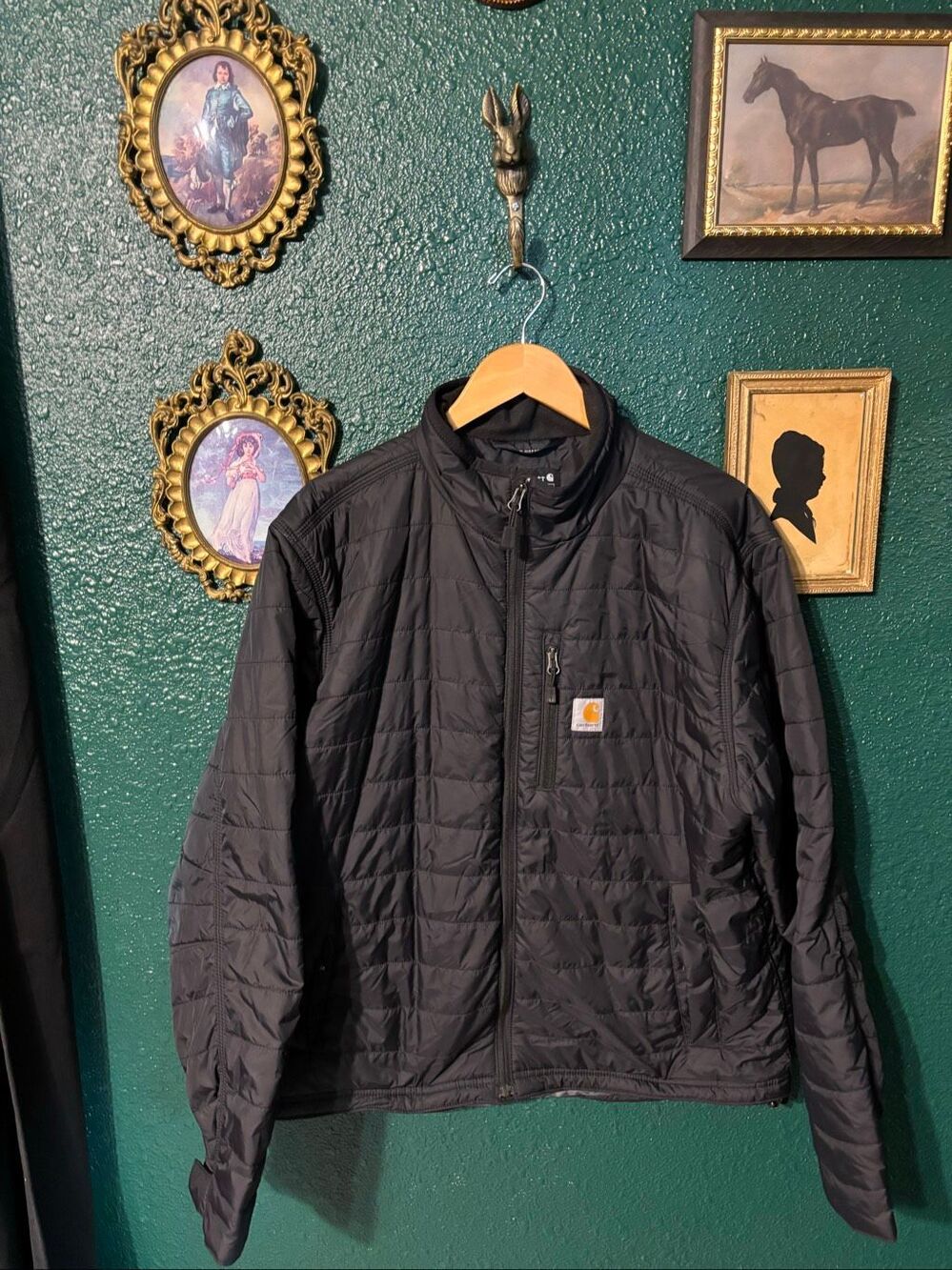 Carhartt 102208 Gilliam Jacket Mens Large Black Quilted Puffer